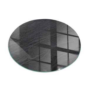 Tulup Glasplatte für Kamin Natursteinstruktur Kamin Glasplatte Runden 60x60 cm Schwarz Glasplatte für Kamin Glasplatte für Kaminöfen