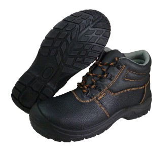 Schwarze Sicherheitsstiefel S3, Größe 41, mit Stahlkappe und rutschfester Sohle.