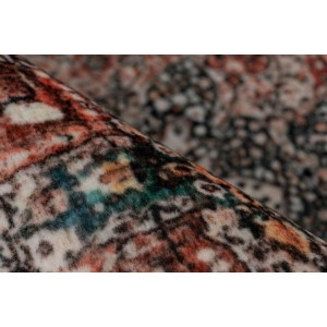 Beiger Kurzflor Teppich im Vintage Design mit orientalischem Muster, 80x150 cm.