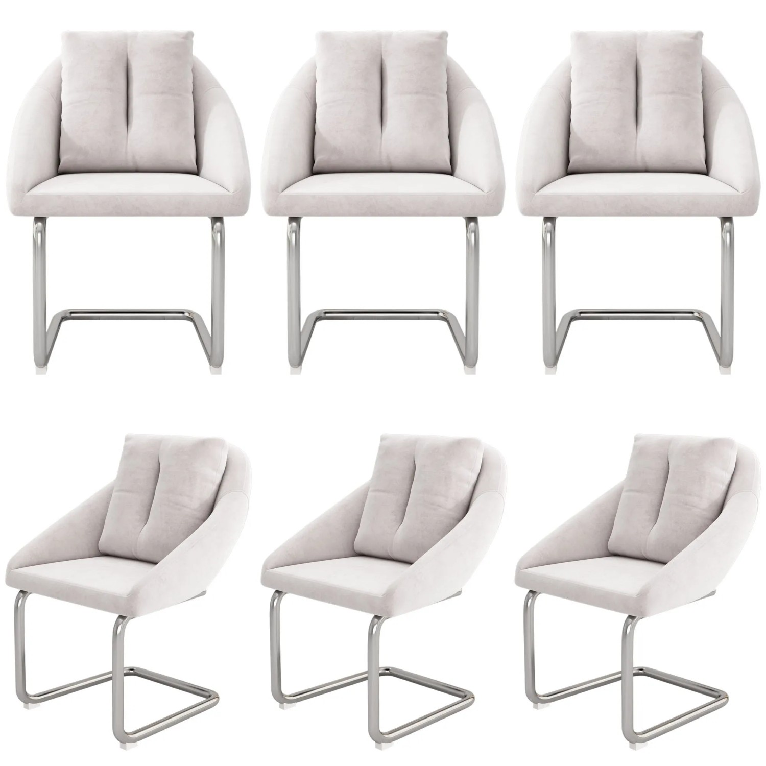 Merax Samt Esszimmerstuhl 6er Set Drehbar mit Kissen Gebogenen Metallbeinen Beige
