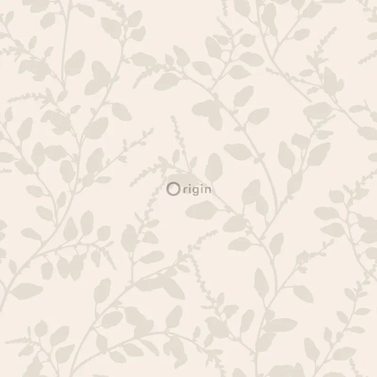 Beige Vliestapete mit Blätter-Motiv von Origin Wallcoverings, 53 cm breit.