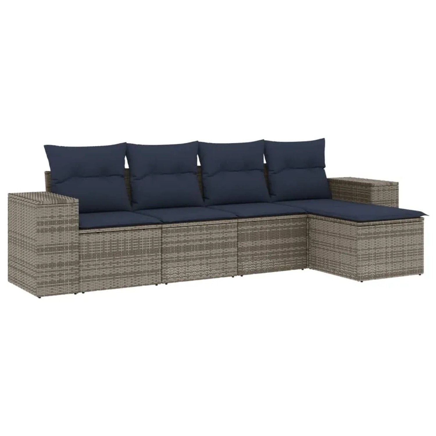 vidaXL 5-Tlg Gartensofa-Set mit Kissen Grau Polyrattan 3222490