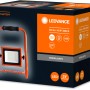 Verpackung des Ledvance LED-Arbeitslichts Worklight mit Batterie, 10 W. Tragbarer LED-Baustrahler.