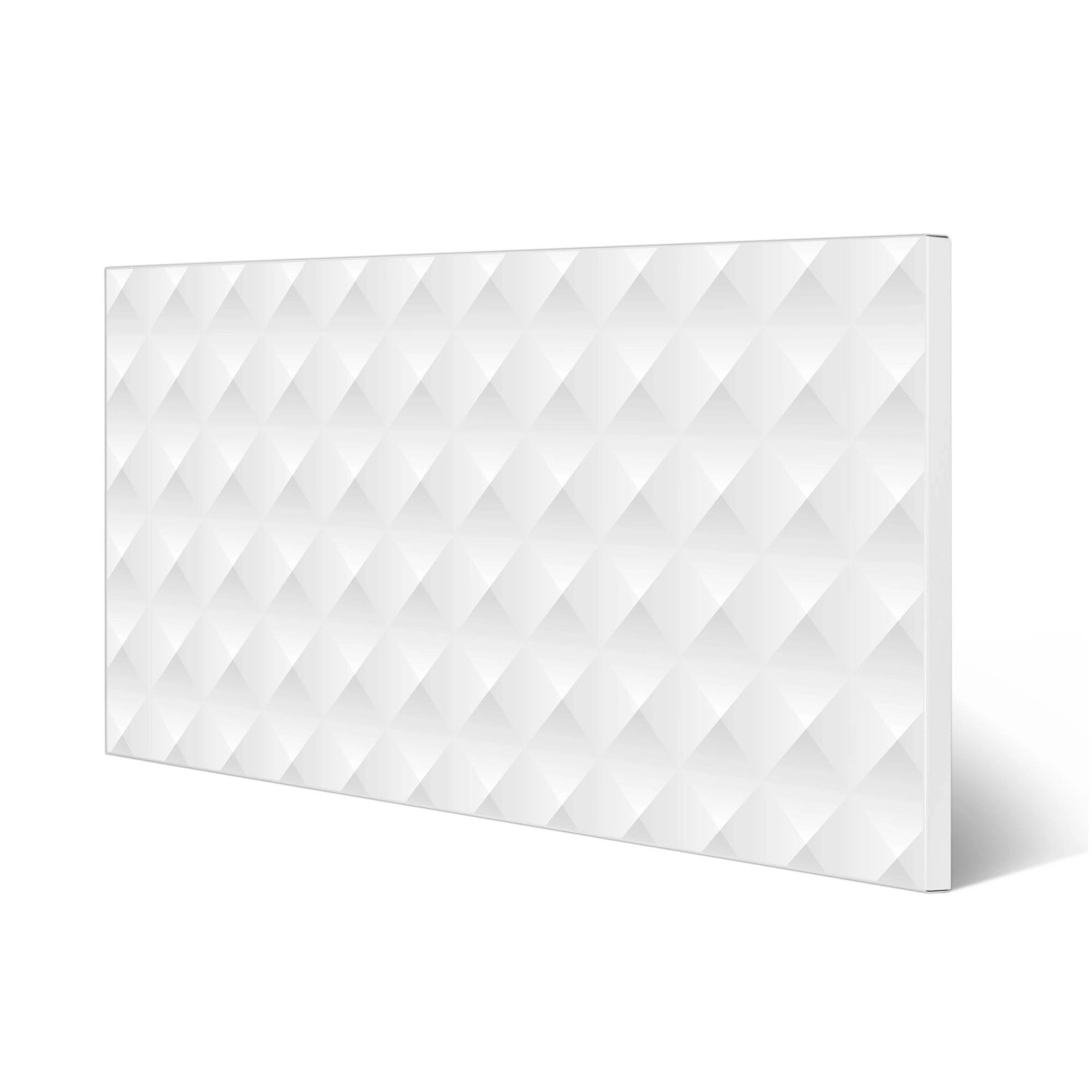 Weiße Banjado Magnettafel 78x37cm mit geometrischem 3D-Muster als Wanddekoration.