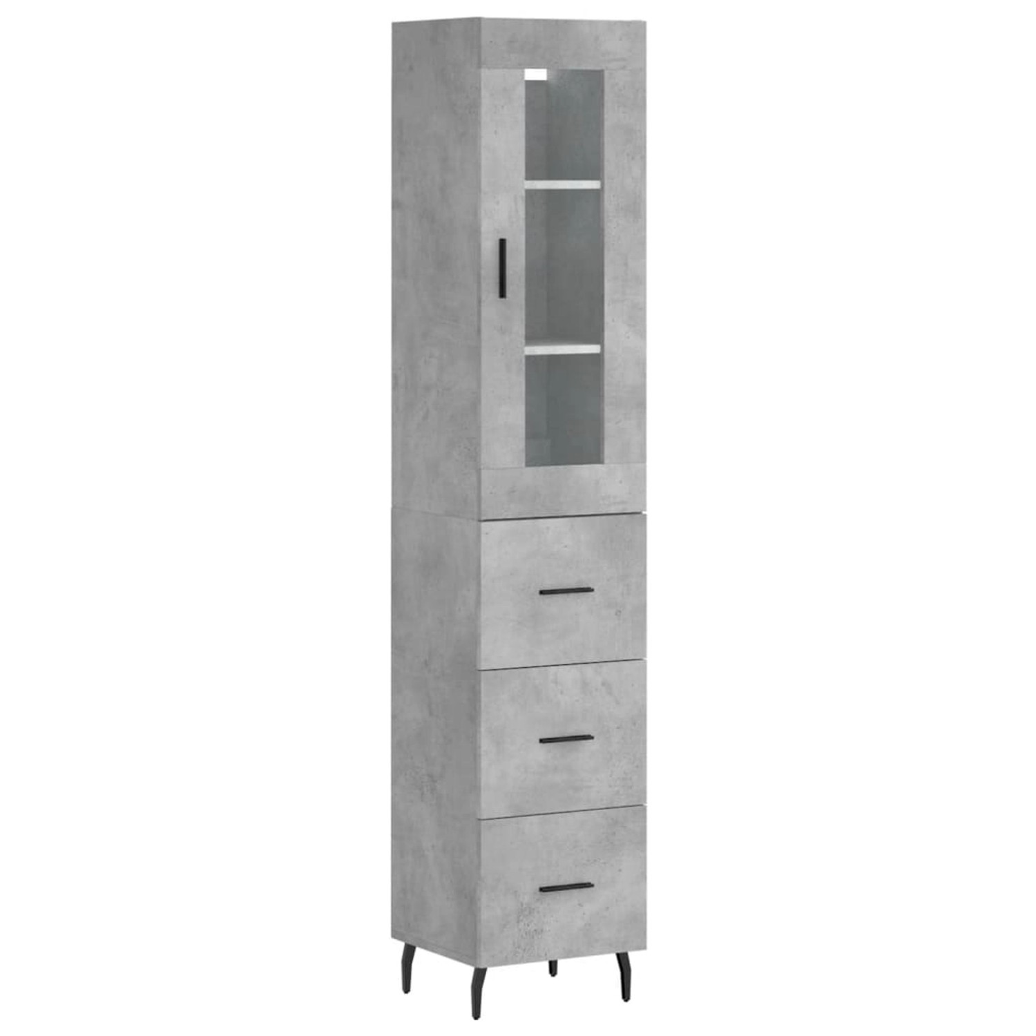 vidaXL Highboard Betongrau 34,5x34x180 cm Holzwerkstoff 3199253