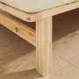 Detailansicht des Homestyle4u Palettenbetts: Bettgestell aus hellem Kiefernholz, robust, mit sichtbarer Holzmaserung.