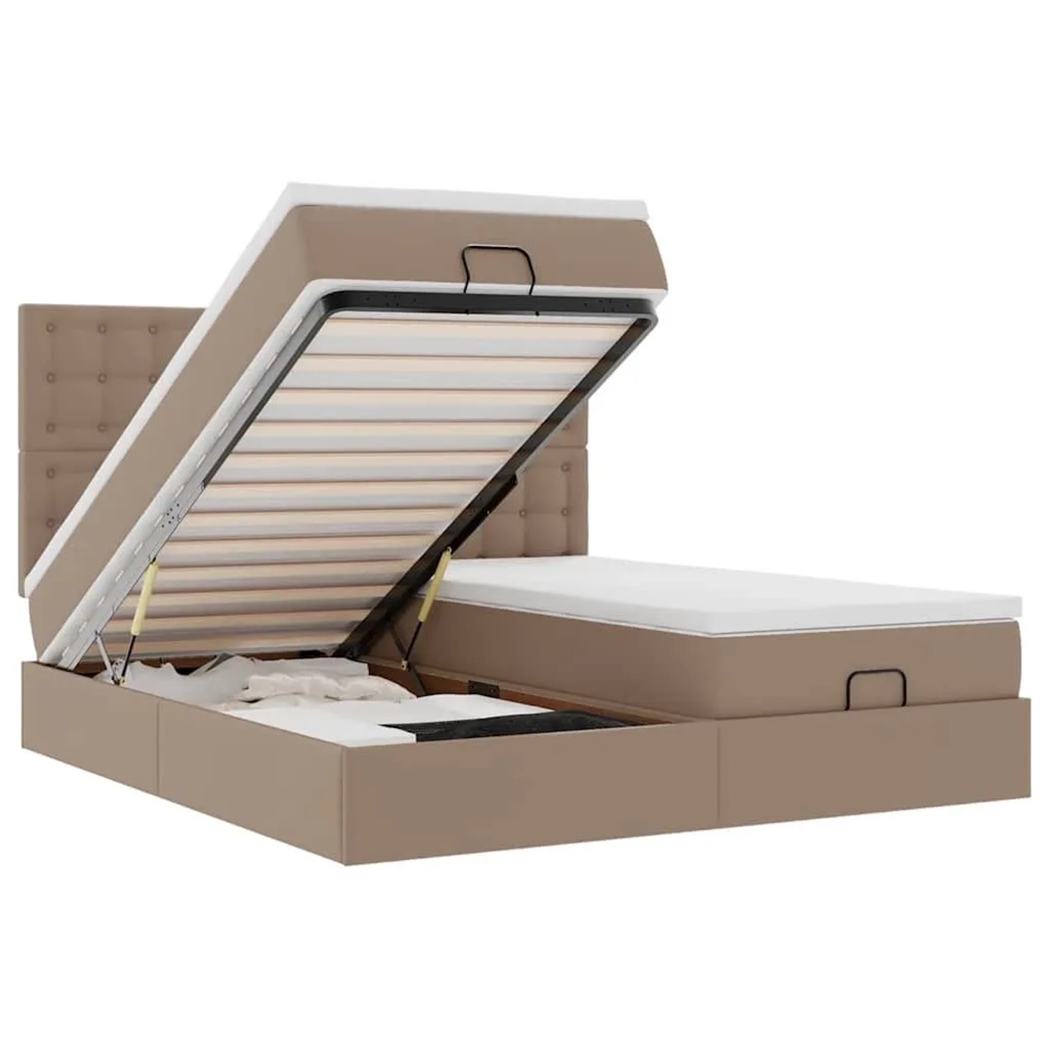 vidaXL Ottoman-Bett mit Matratzen LEDs Cappuccino 200x200cm Kunstleder 3314512