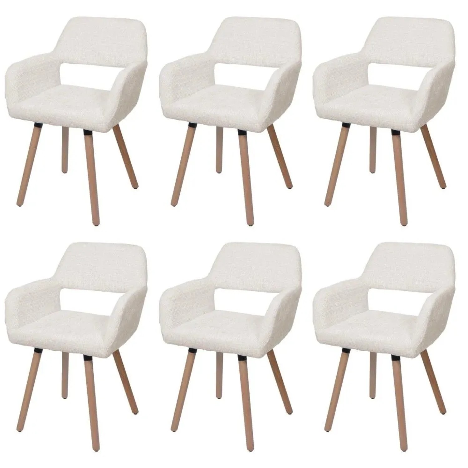 MCW Esszimmerstuhl A50 II 6er-Set Creme Stoff/Textil Chenille 465g/m²