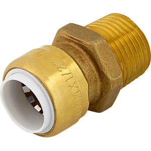 Steck-Übergangsnippel aus Messing, 25 mm, zum Verbinden von Rohren in Heizungs- und Trinkwasseranlagen.