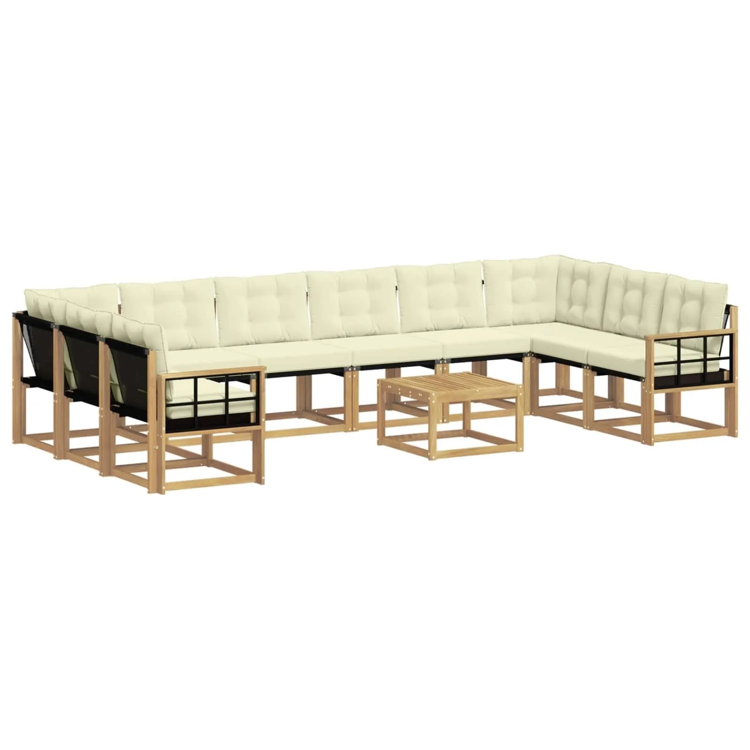 vidaXL Outdoor-Sofagarnitur mit Kissen 11 Stk Weiß und Creme 3389936