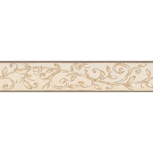 Bricoflor Bordüre im Landhausstil: Beige Tapetenbordüre mit floralen Ornamenten für Küche und Wohnraum.