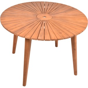 Runder Garden Pleasure Gartentisch FREMONT aus Akazie mit Schirmloch, Ø 110 cm.