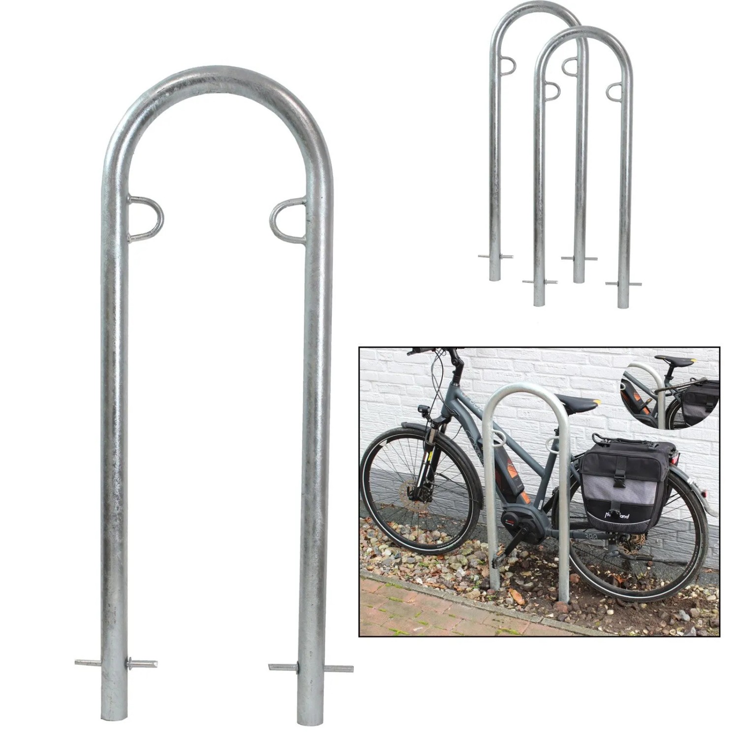 TRUTZHOLM 2x Fahrradanlehnbügel  111,5 x 40 cm Stahl Feuerverzinkt Ø 49 mm Typ U