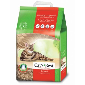 Cats Best Original Klumpstreu 20L Sack mit Katzenmotiv. Pflanzenfaser-Katzenstreu.