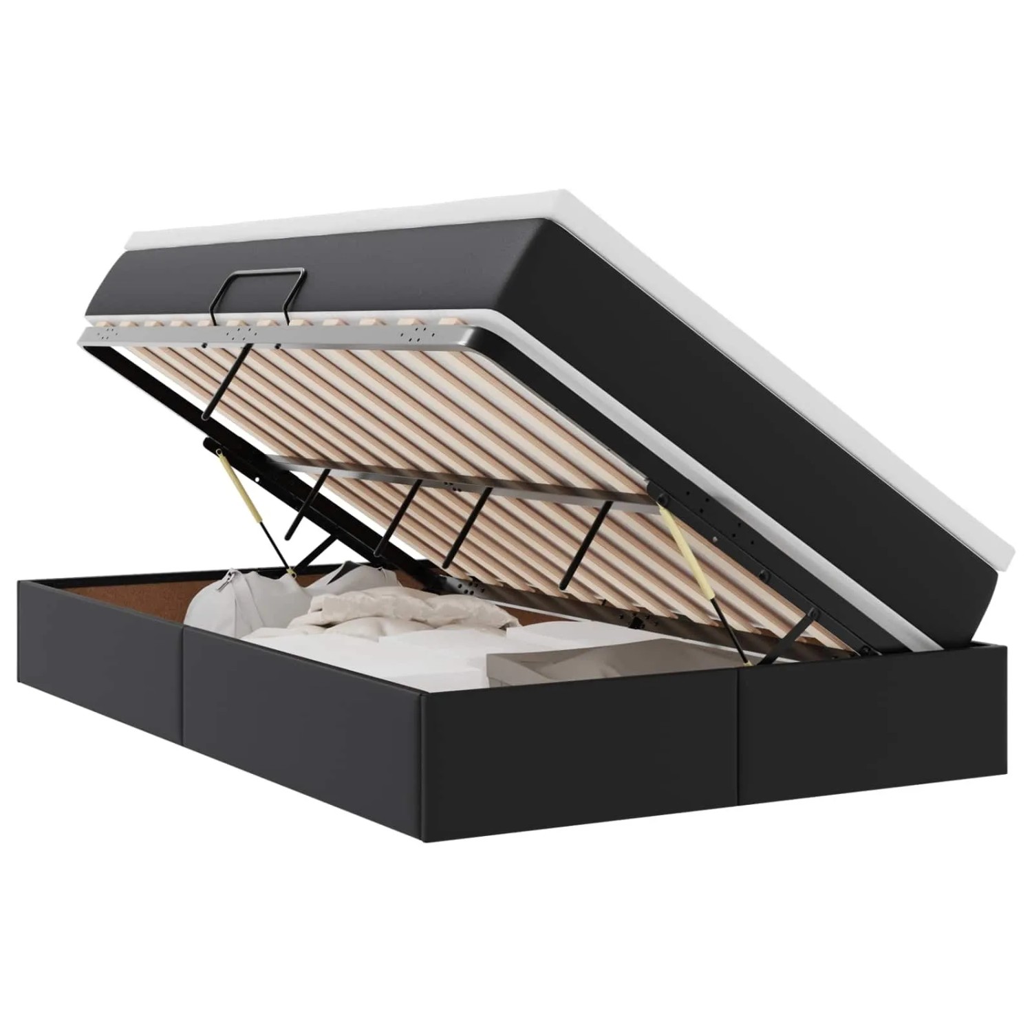 vidaXL Stauraumbett mit Matratze Schwarz 120 x 200 cm Kunstleder 3370158 günstig online kaufen