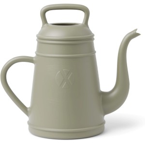 Olivgraue Gießkanne Lungo, 12 l, aus Kunststoff, mit geschwungenem Auslauf und Griff.