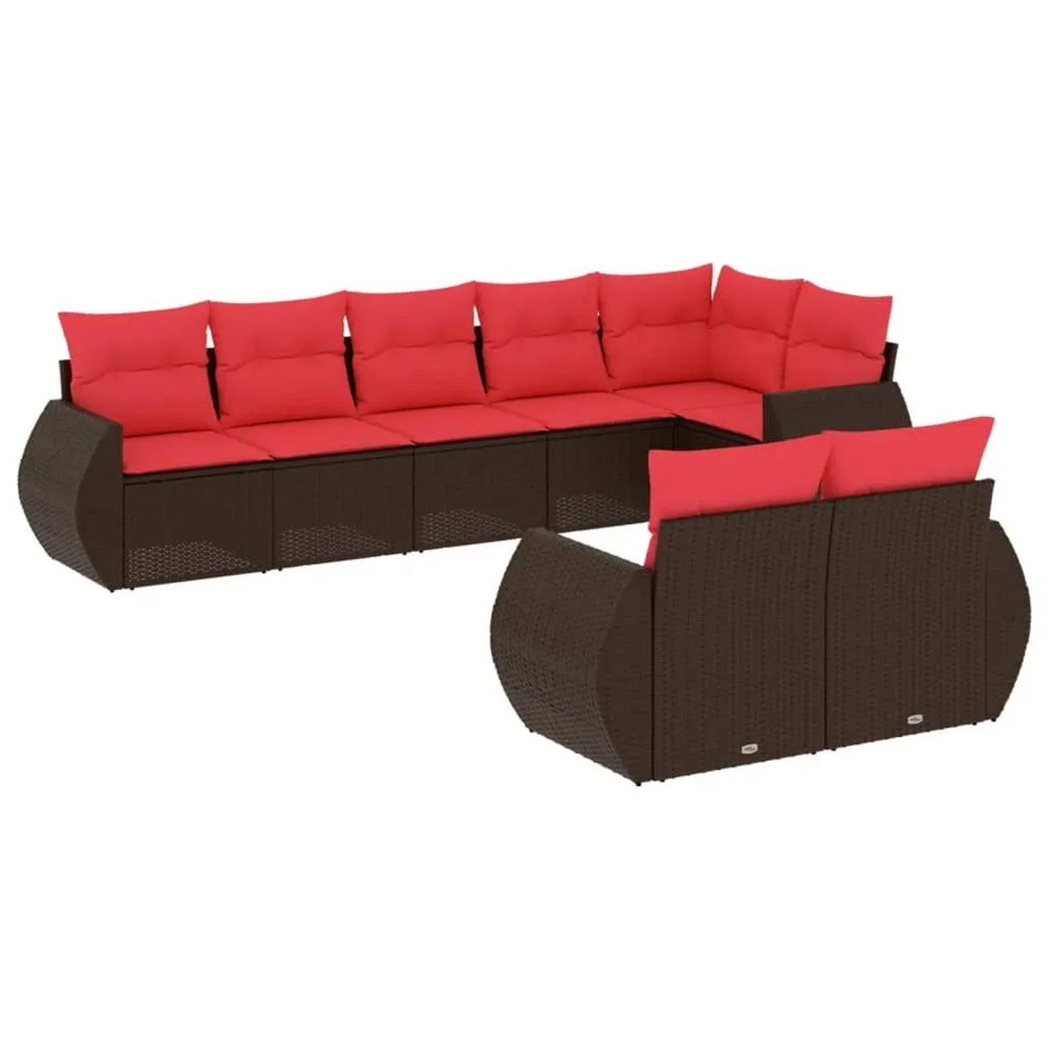 vidaXL 8-Tlg Gartensofa-Set mit Kissen Braun Polyrattan 3221623