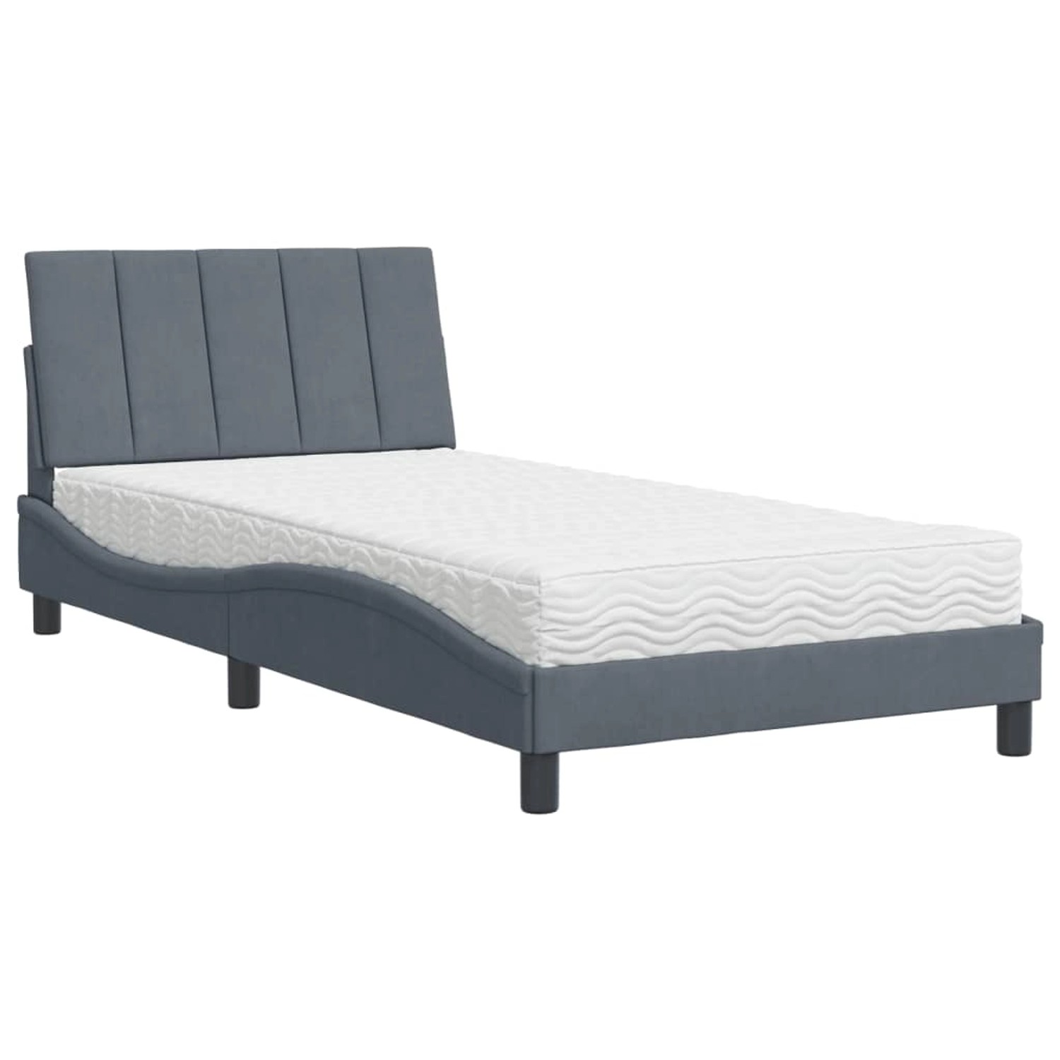 Thumbnail - vidaXL Bett mit Matratze Dunkelgrau 100x200 cm Samt Modell 12007237