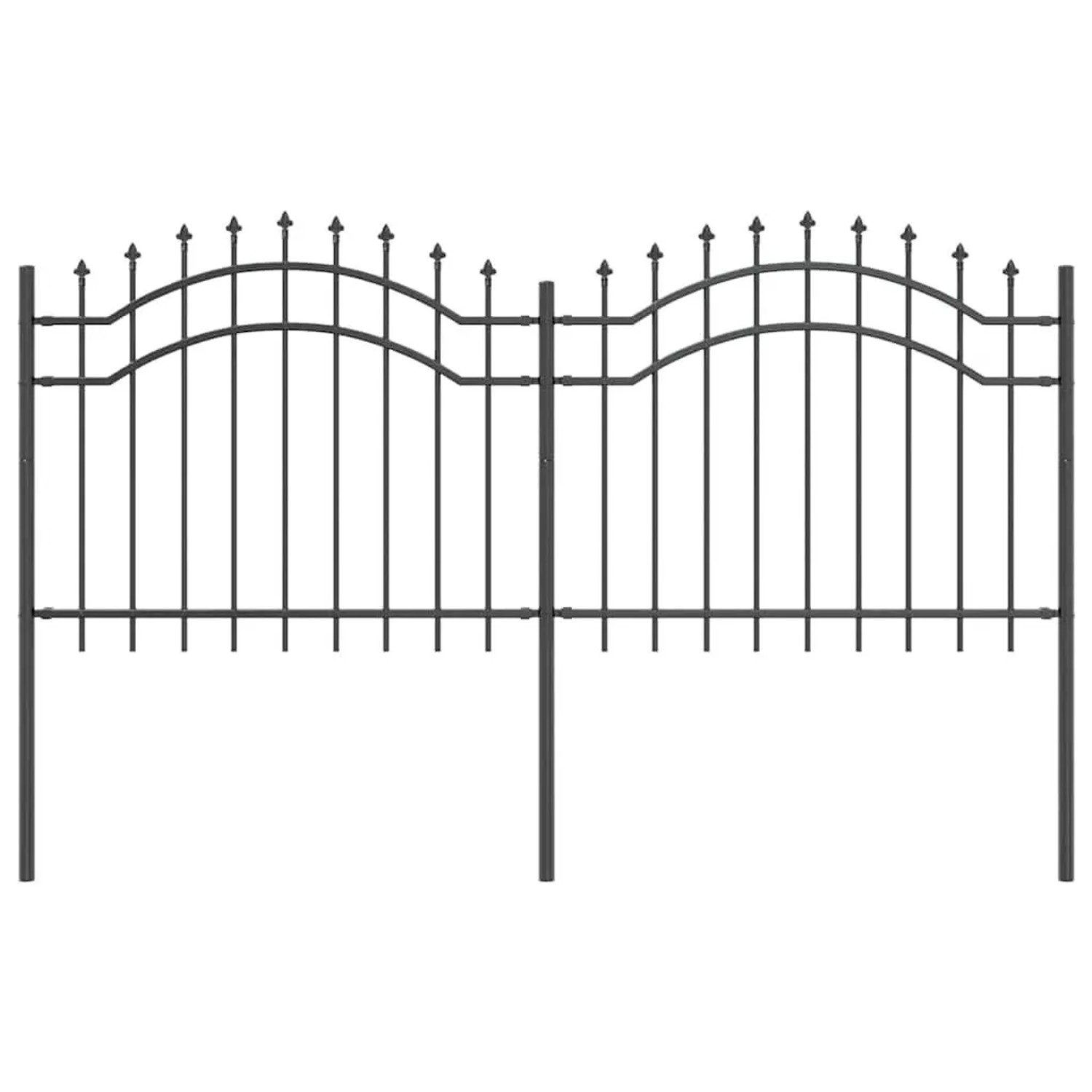 vidaXL Gartenzaun Grau 140 cm Pulverbeschichteter Stahl 42003959 günstig online kaufen