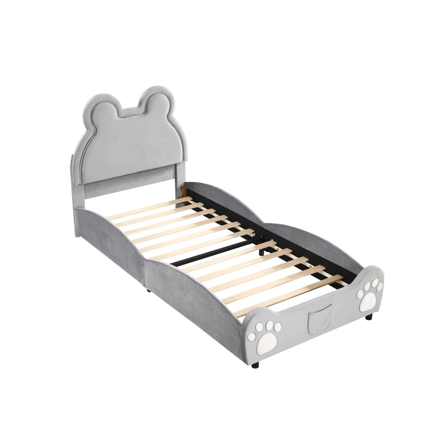 okwish Polsterbett 90×200 Kinderbett mit Bärenform ohne Matratze