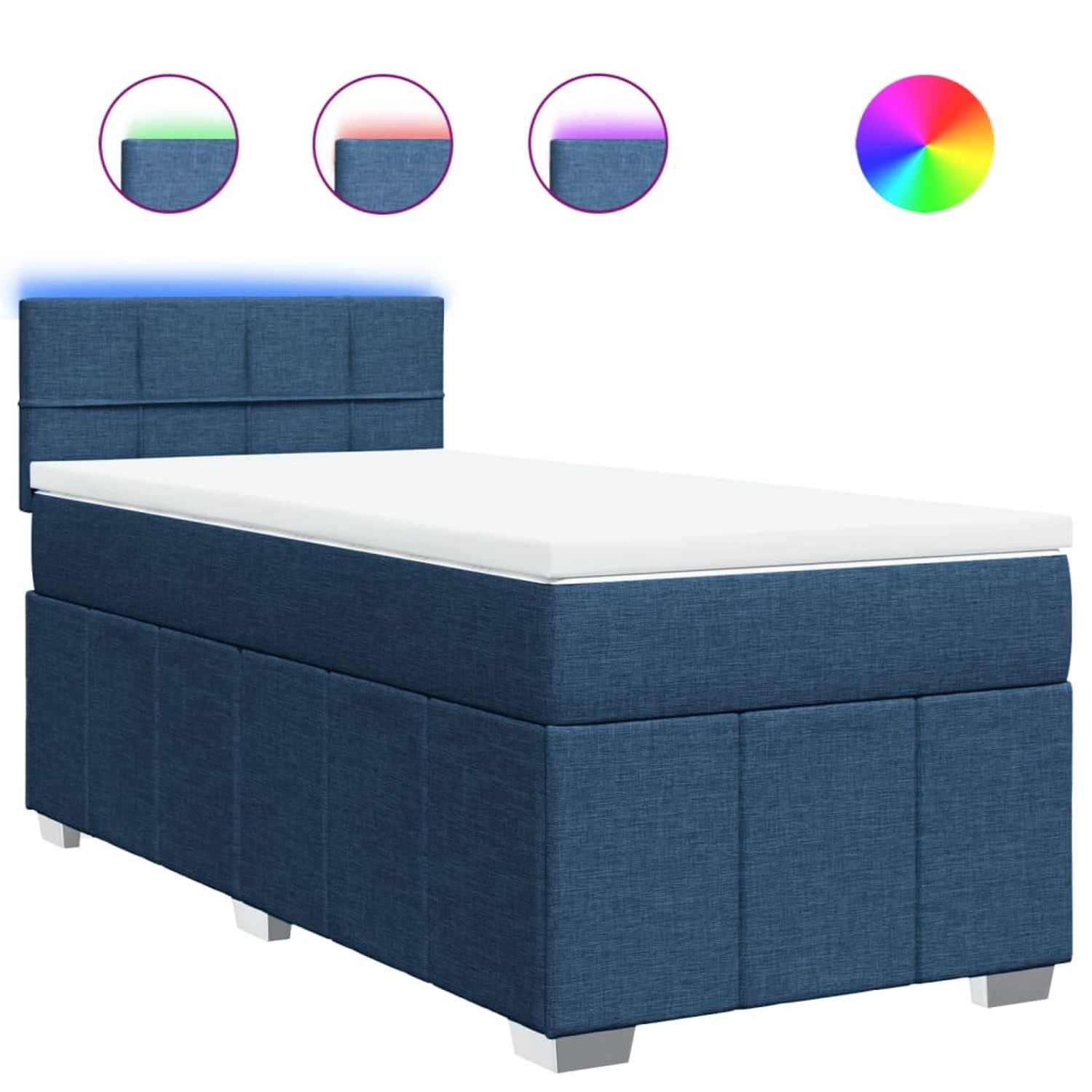 vidaXL Boxspringbett mit Matratze Blau 100x200 cm Stoff 3289285 günstig online kaufen