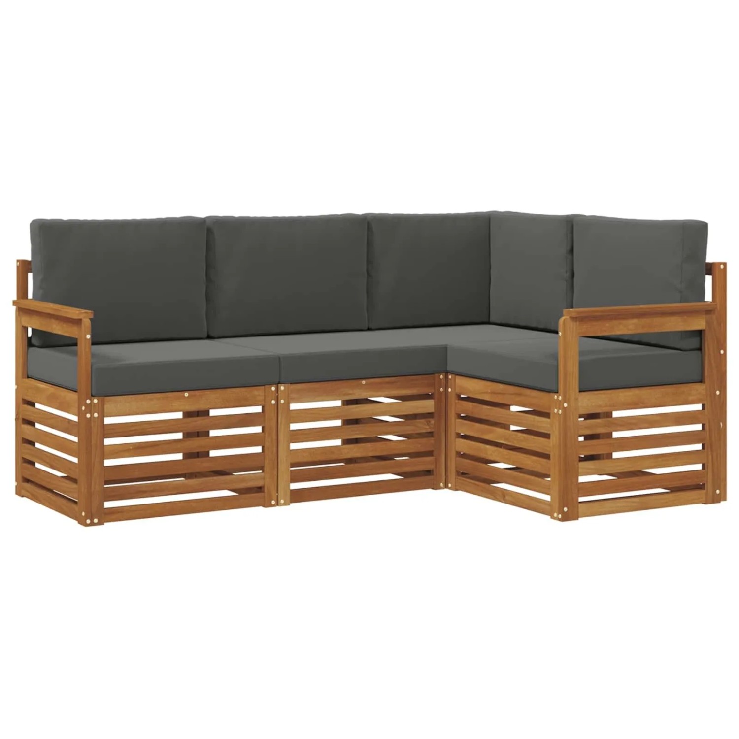vidaXL Sofagarnituren 4 Tlg Natur und Anthrazit Massivholz Akazie 3374717