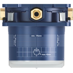 Grohe Rapido SmartBox Unterputz-Einbaukörper für Armaturen, blaue Box mit Messinganschlüssen.