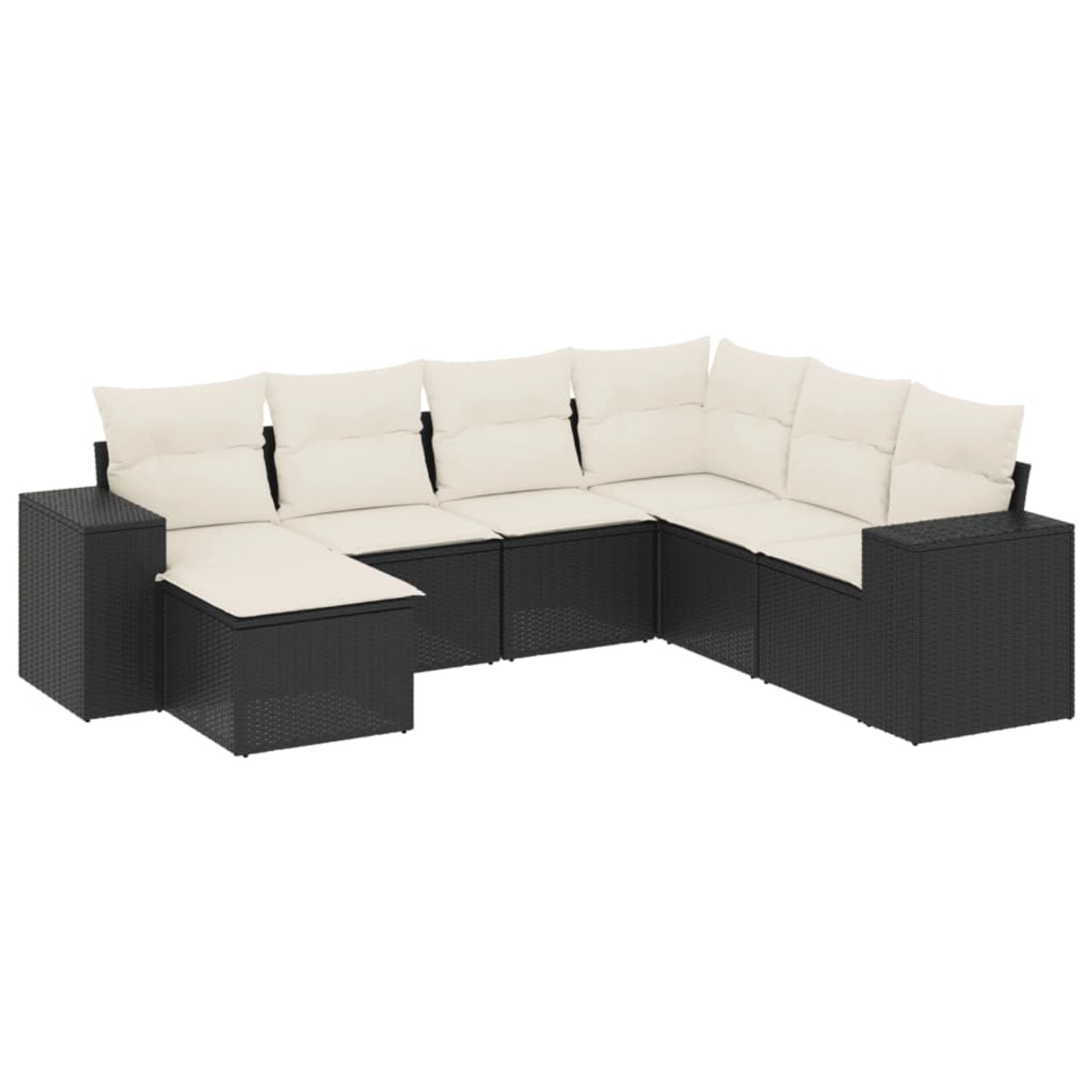 vidaXL 7-Tlg Garten-Sofagarnitur mit Kissen Schwarz Poly Rattan 3255233 günstig online kaufen
