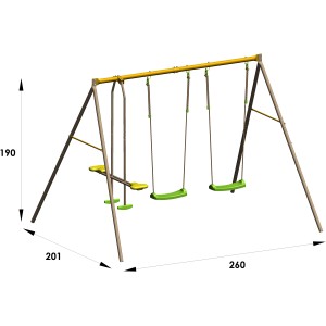 Trigano Metall Schaukel Brioso mit Doppelsitz und zwei Einzelschaukeln, 190 cm hoch.