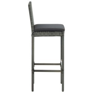 Grauer Rattan Barhocker mit Kissen, Teil des vidaXL 9-tlg Gartenbar-Sets.
