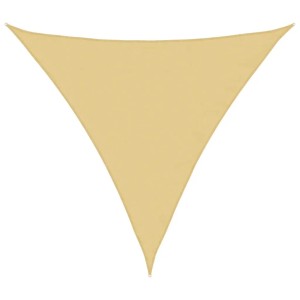 Dreieckiges, sandfarbenes Sonnensegel aus Polyester Oxford, 3x3x3 m.