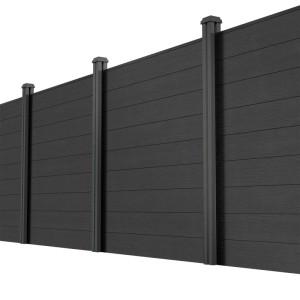 Juskys WPC Sichtschutzzaun 9er Set - 9x Element + 10x Pfosten