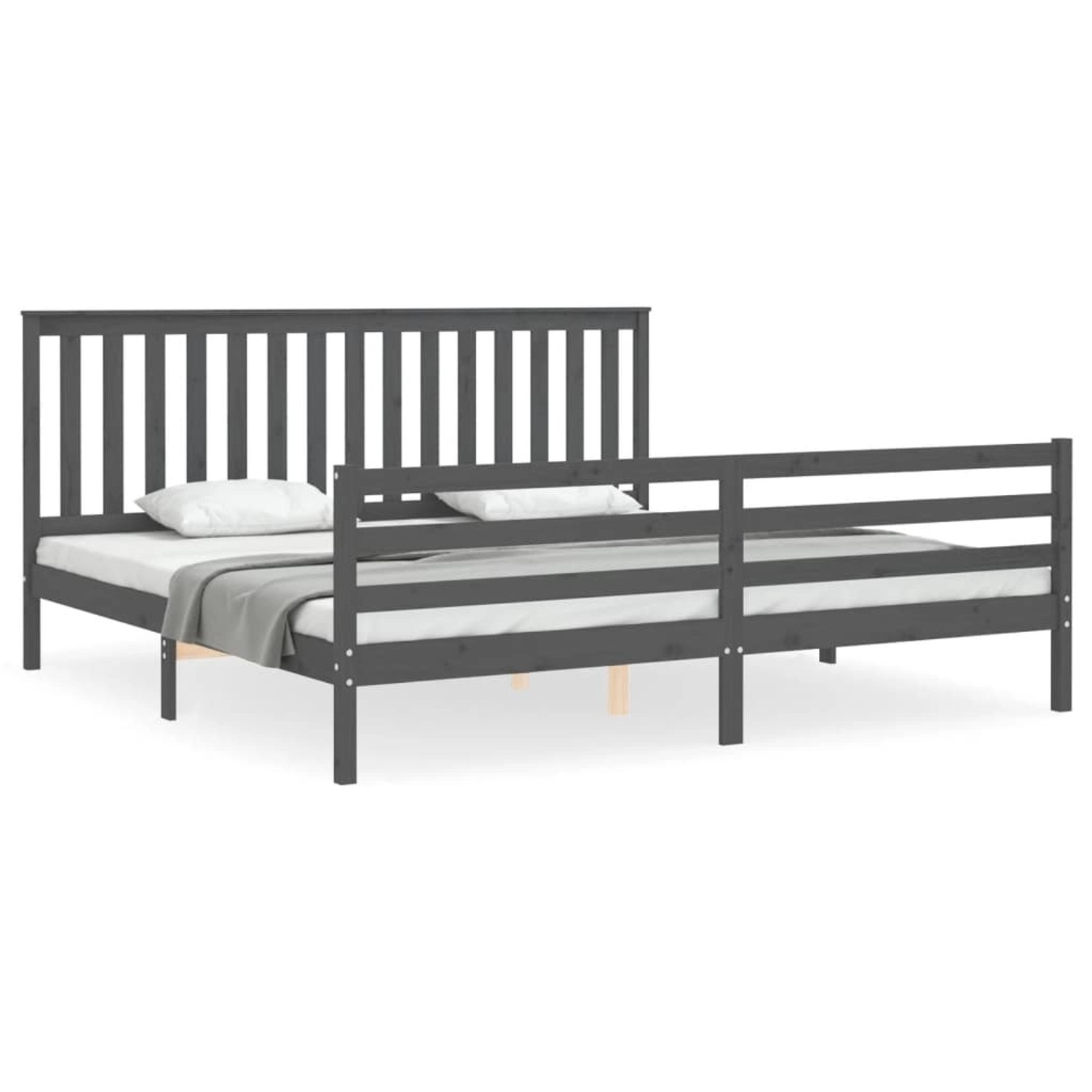 vidaXL Massivholzbett mit Kopfteil Grau 200x200 cm 3194268 günstig online kaufen