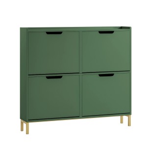 SoBuy Schuhschrank Schmal mit 4 Klappen Schuhkipper für Diele Flur FSR100-SY