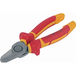 LUX Kabelschneider VDE Professional 160 mm, Zange mit rot-gelbem Griff für Elektroinstallationen.