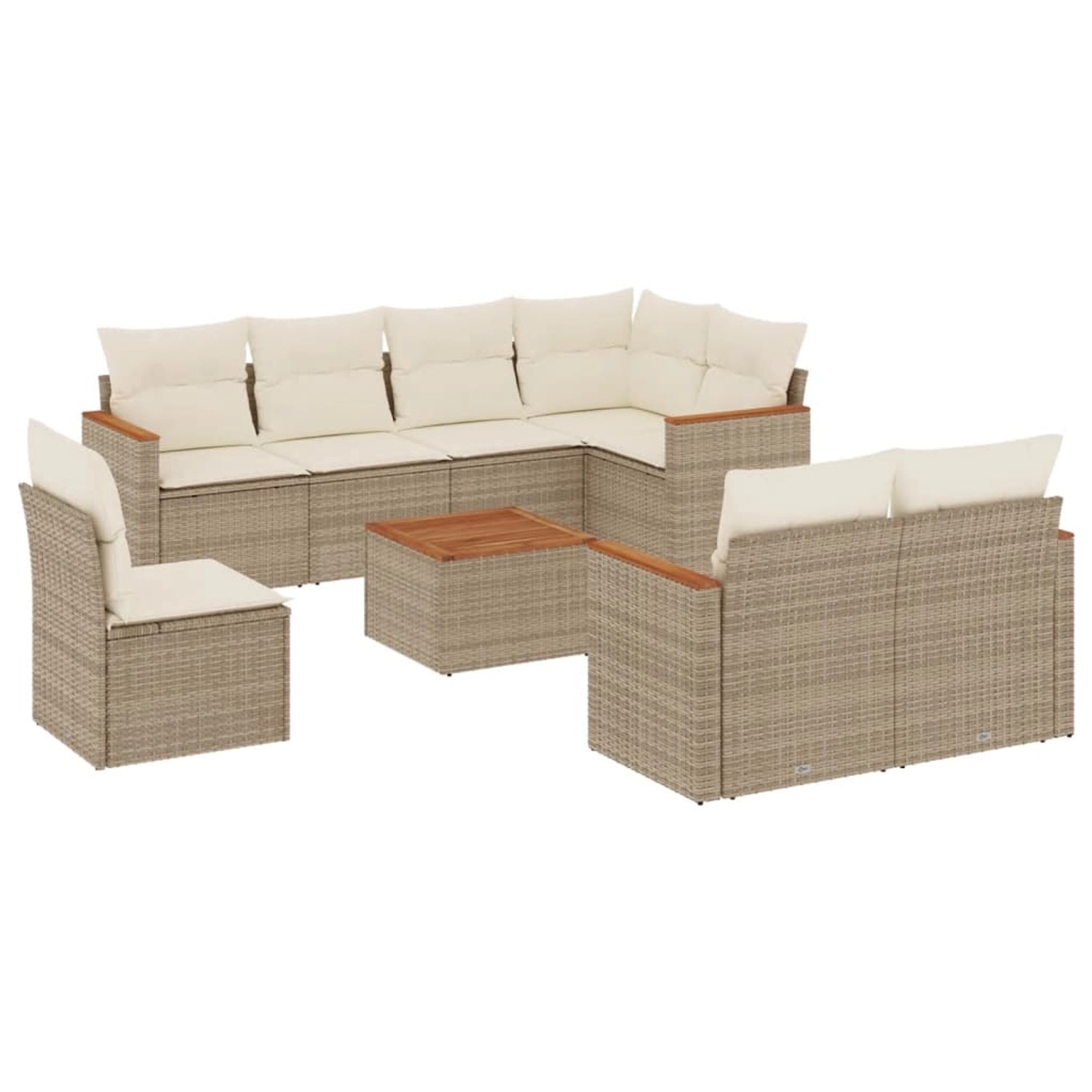 vidaXL 9-Tlg Garten-Sofagarnitur mit Kissen Beige Poly Rattan 3258572 günstig online kaufen