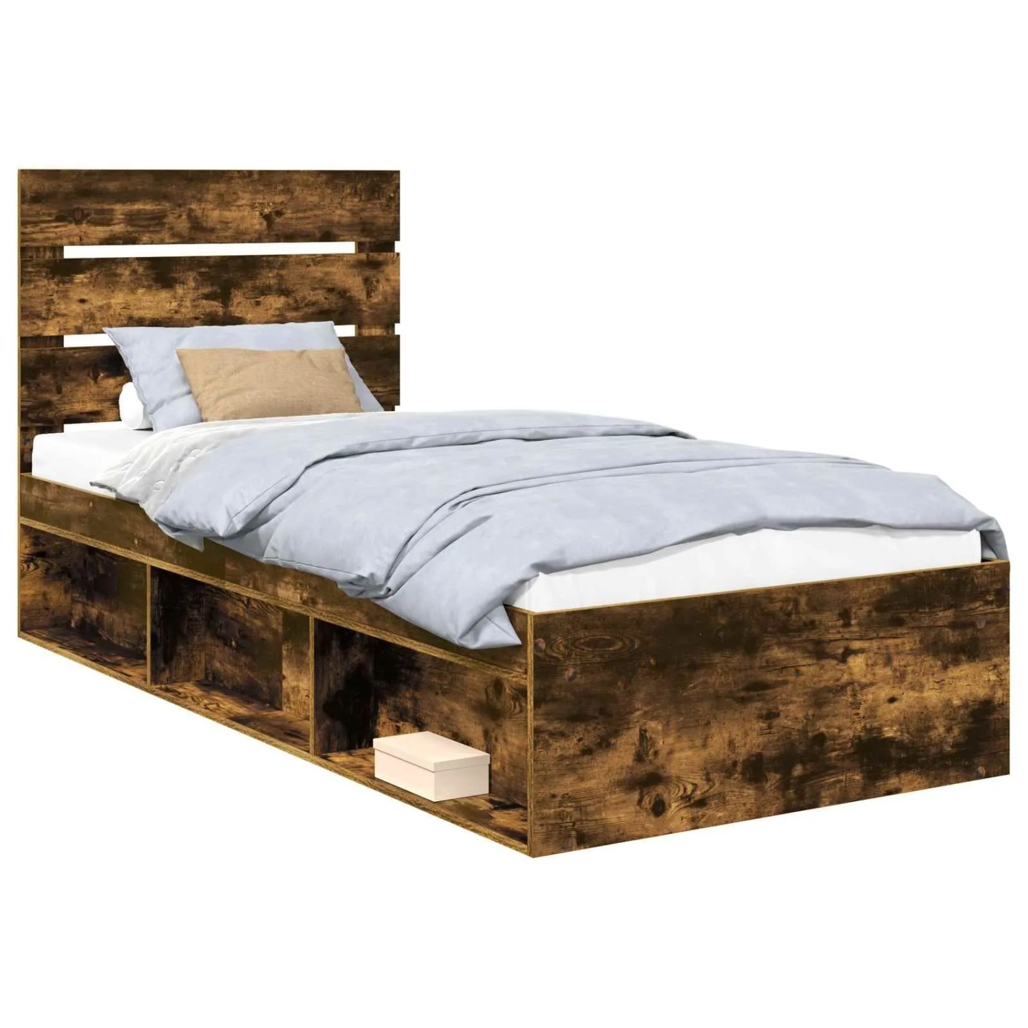 vidaXL Bettrahmen Räuchereiche 100 x 200 cm Massives Kiefernholz 3411780