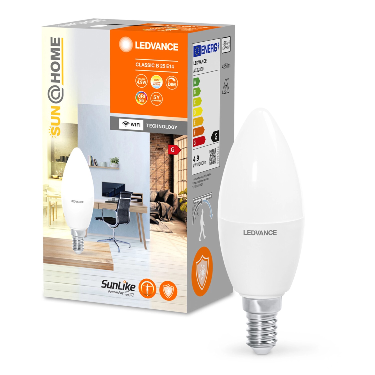 Ledvance LED-Leuchtmittel Sun@Home Smart+ Kerzenform Weiß Ø 3,9 cm