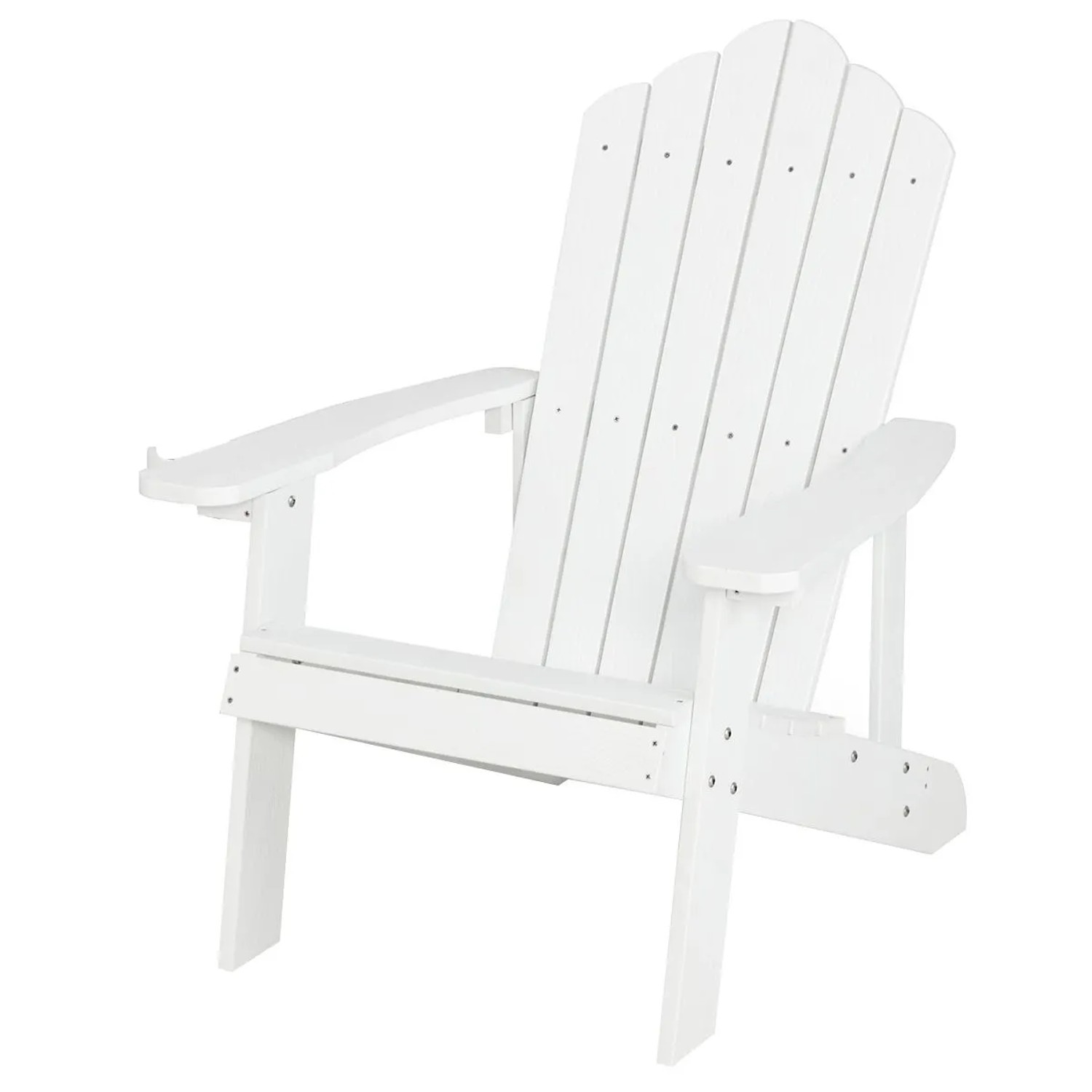 Costway Adirondack Stuhl mit Getränkehalter Kunststoff 170 kg Weiß