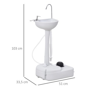 Outsunny Camping Waschbecken mit 17L Tank, mobil, aus grauem HDPE.