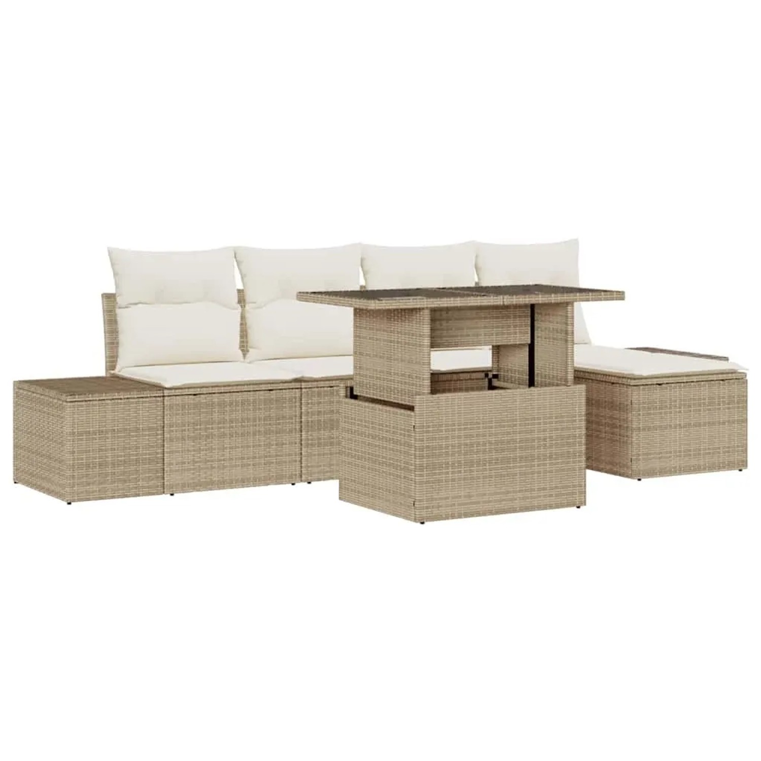 vidaXL Gartensofa-set mit Kissen 6-Tlg Beige und Creme Poly-Rattan 3349167 günstig online kaufen