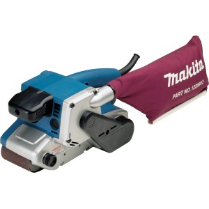 Makita Bandschleifer 9903J (76 mm) mit Staubsack, blau/silber, für professionelle Schleifarbeiten.