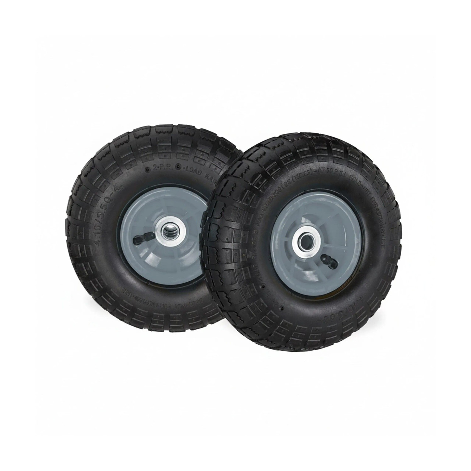 Relaxdays Sackkarrenrad 2er Set Gummi Kunststoff Schwarz Grau Luftbereift 26 cm x 8,5 cm 1 kg