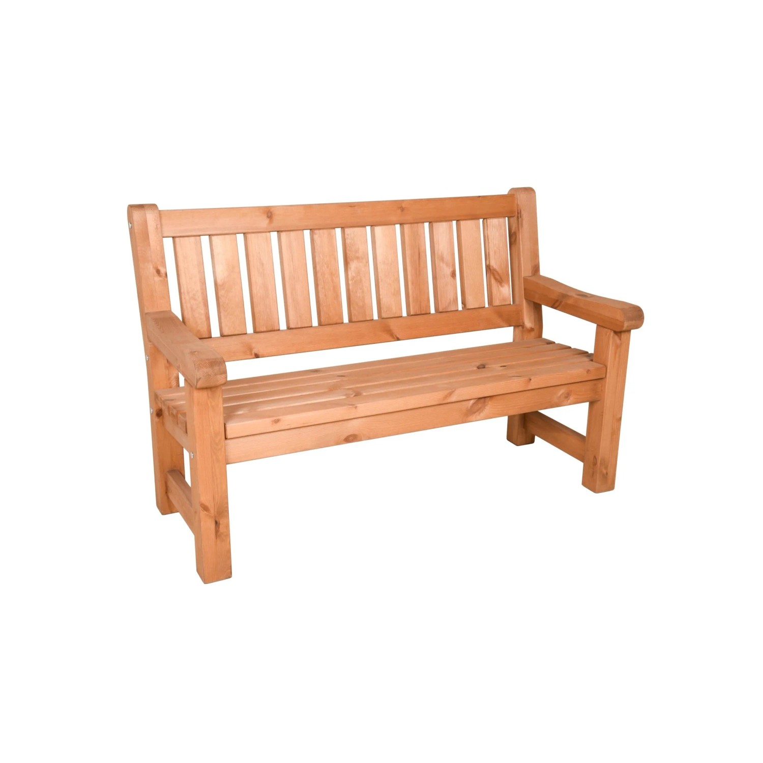 DELUKE Gartenbank TOBIAS 2-Sitzer 124cm Breit Kiefer Kieferbraun Terrassenbank Wetterfest Sitzbank Outdoor Bank