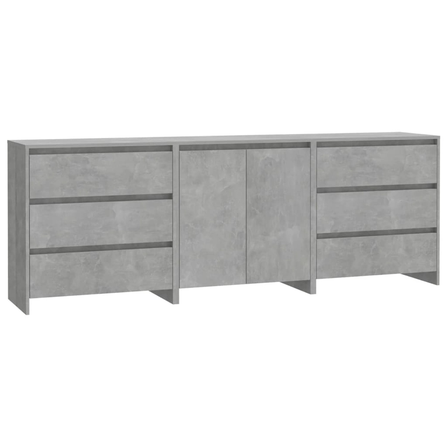 vidaXL 3-Tlg Sideboard Betongrau Holzwerkstoff 3098068 günstig online kaufen
