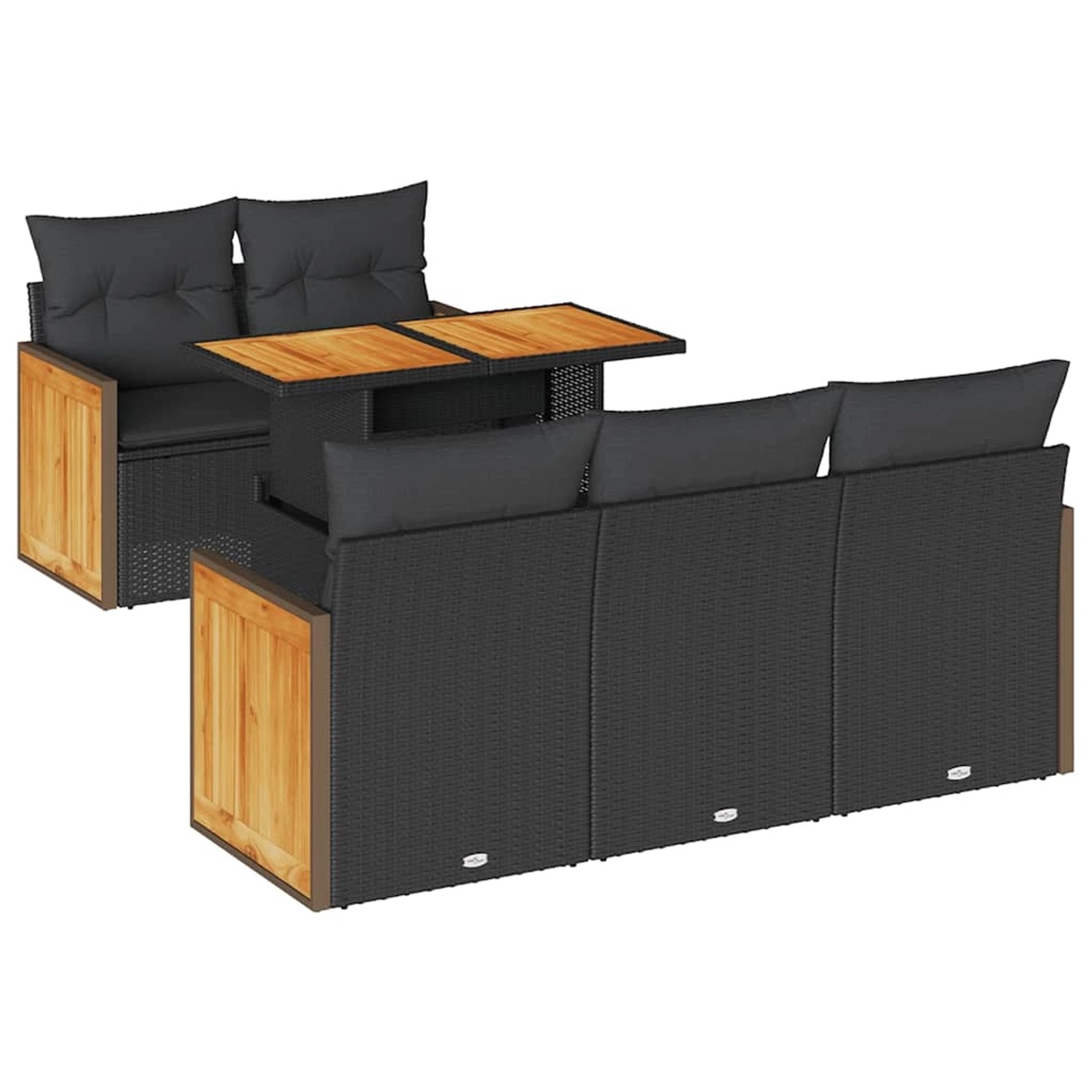vidaXL 6-Tlg Garten-Sofagarnitur mit Kissen Schwarz Poly Rattan 3327660 günstig online kaufen