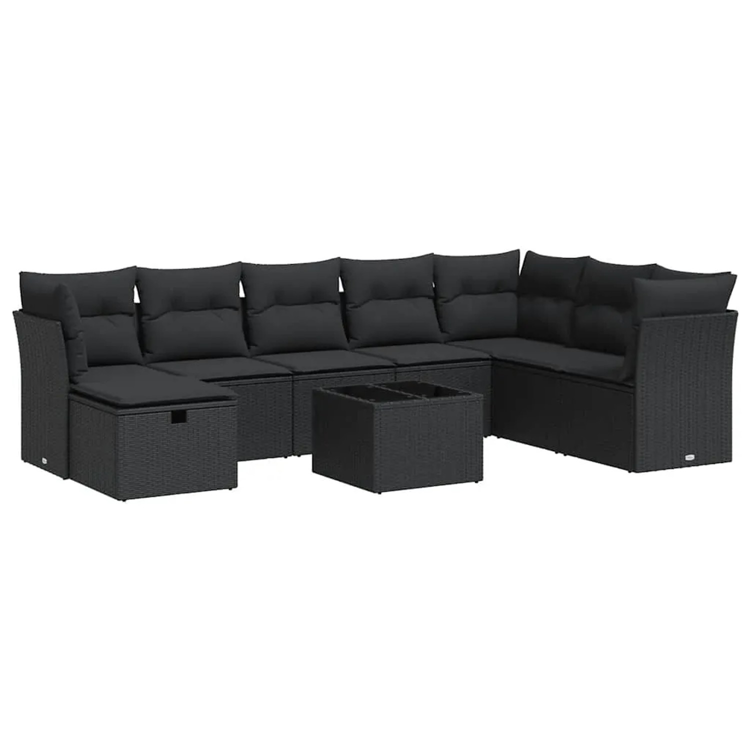 vidaXL 9-Tlg Garten-Sofagarnitur mit Kissen Schwarz Poly Rattan 3325341 günstig online kaufen