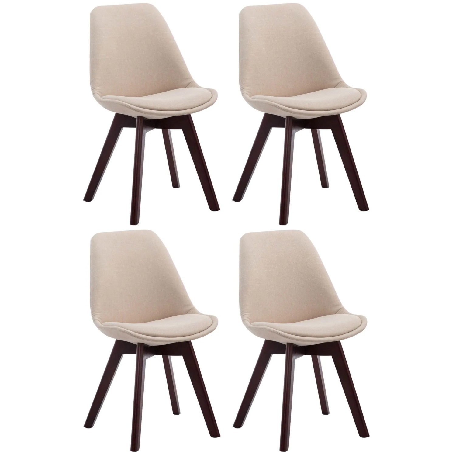 CLP 4er Set Besucherstühle Borneo V2 Stoff Creme/Walnuss