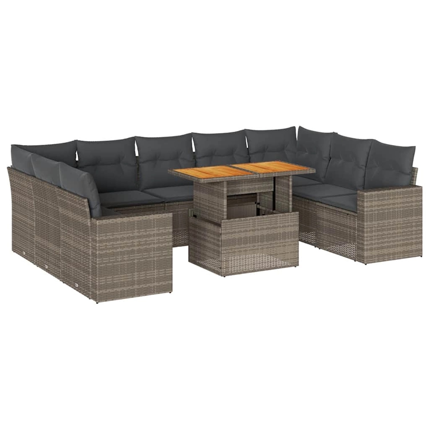 vidaXL 10-Tlg Garten-Sofagarnitur mit Kissen Grau Poly Rattan 3327084 günstig online kaufen