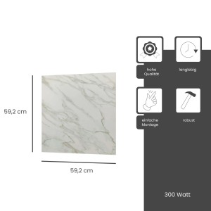 Fenix Infrarotheizung ECOSUN mit Steinoberfläche, 59,2x59,2 cm, grau. Elektrische Heizung für Wandmontage.